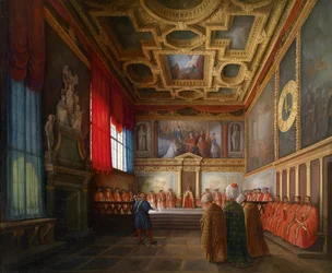 Empfang der osmanischen Gesandtschaft beim Dogen von Venedig in der Sala del Collegio des Dogenpalastes